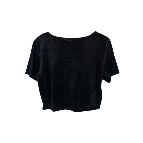 Vero Moda Athena Zip Detail Velvet Crop‎ Top Black XL NEW - Picture 8 of 8